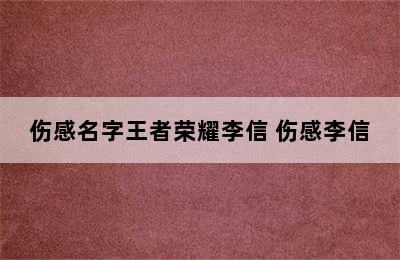 伤感名字王者荣耀李信 伤感李信